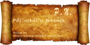Pászkán Norbert névjegykártya