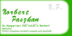 norbert paszkan business card